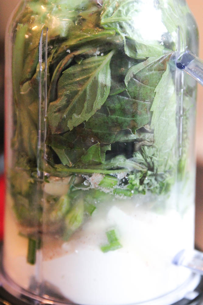 jar full of green leafy vegetables