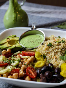 Mediterranean Quinoa Salad Bowl With Green Goddess Dressing » Sea Salt ...