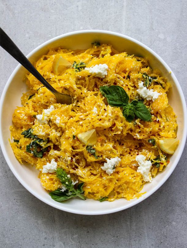 Lemon And Basil Ricotta Spaghetti Squash » Sea Salt Savorings