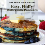 Fluffy Buttermilk Pancakes 4 Ways Pinterest graphic