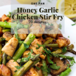 Honey garlic chicken stir fry pinterest graphic