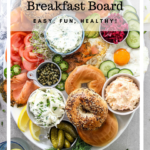 Pinterest graphic for lox and bagels breakfast board.