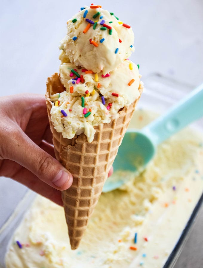 No Churn Cake Batter Ice Cream