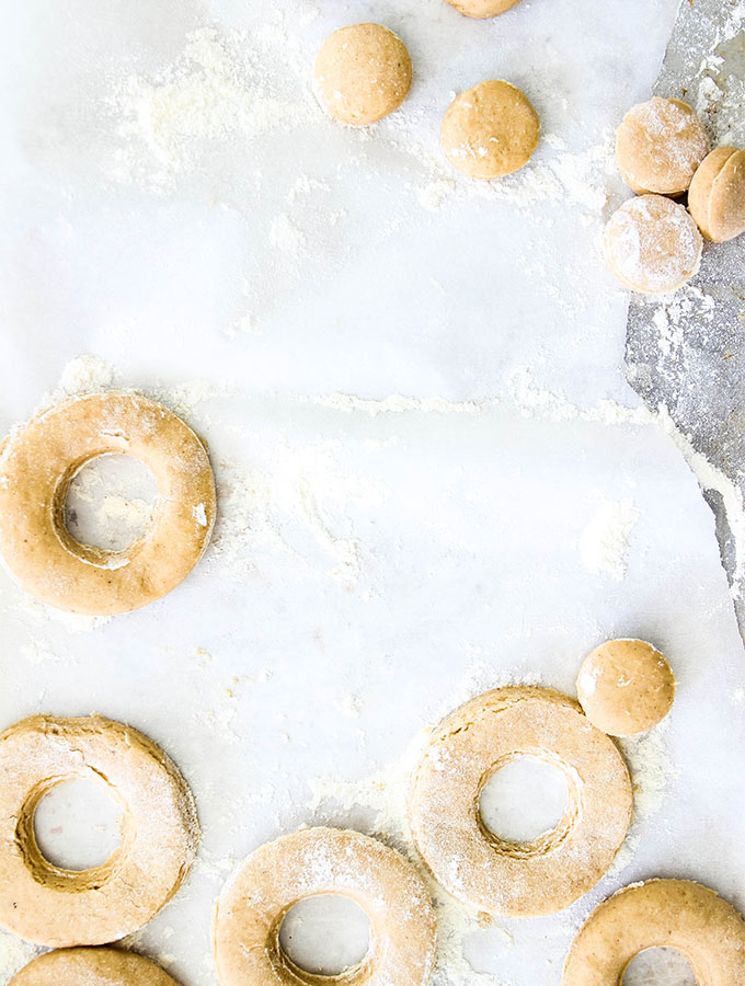 Cider donuts are shaped and coated in flour to avoid stickiness.