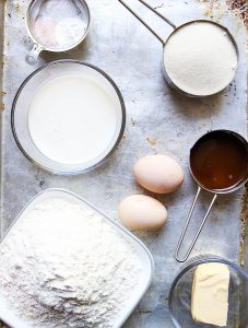 Cider donut ingredients are measured and displayed individually.