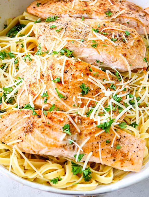 Creamy Tuscan Salmon and Pasta » Sea Salt Savorings