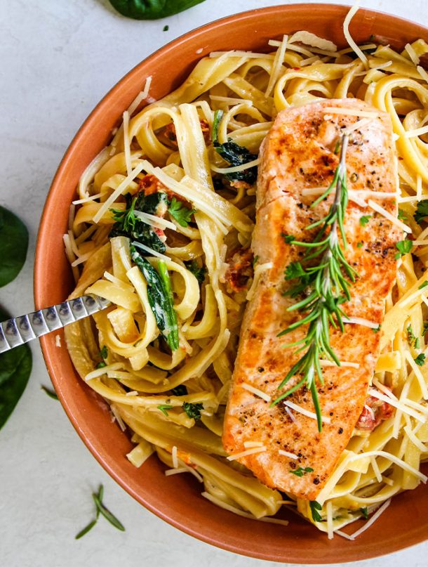 Creamy Tuscan Salmon and Pasta » Sea Salt Savorings