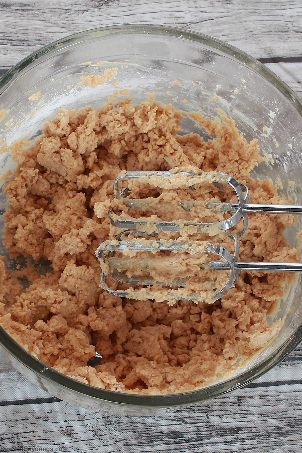 mixing dry ingredients for buckeye balls