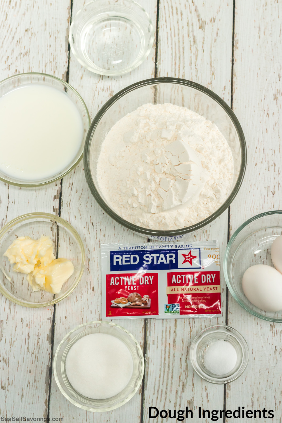 dough ingredients for apple bread