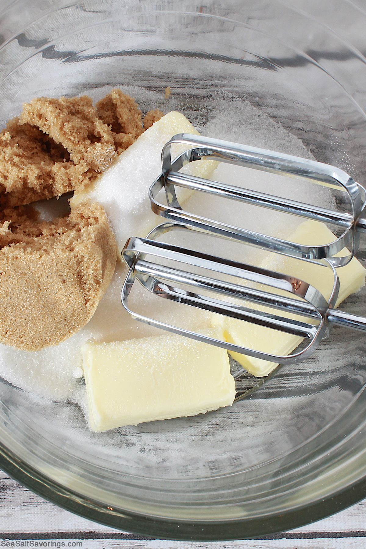 mixing dry ingredients with butter