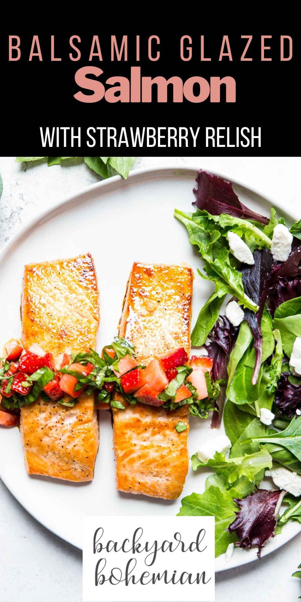 Honey Balsamic Glazed Salmon With Strawberry Relish is packed with fresh flavors and is such an easy 30 minute meal! The salmon filets are perfectly seared to juicy, tender perfection. This easy salmon recipe will have you hooked! via @foodhussy