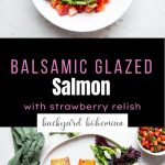 Balsamic Glazed Salmon with Strawberry Relish Pinterest image.