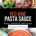 Red Wine Pasta Sauce Pinterest graphic.