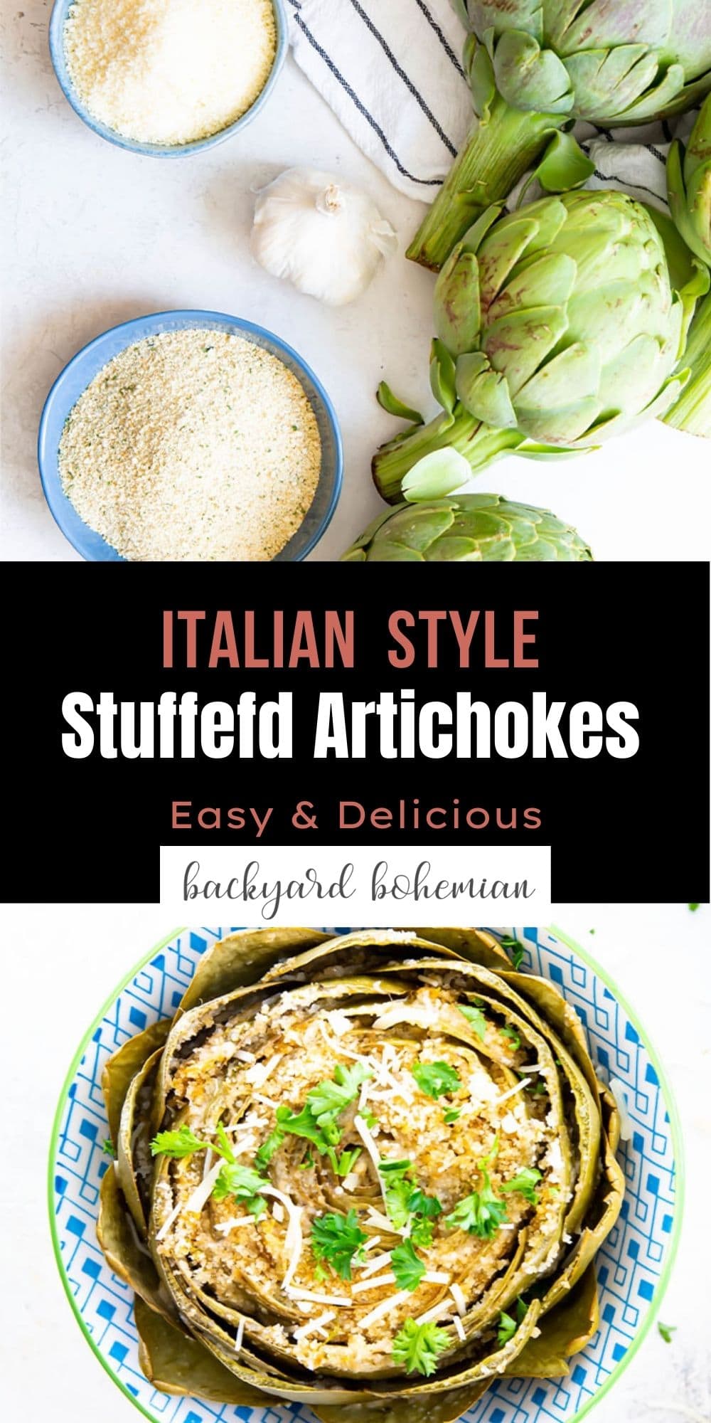 Italian stuffed artichokes are made with simple, healthy ingredients and are ready in under 1 hour. These stuffed artichokes can be made on the stovetop or the Instant Pot! via @foodhussy
