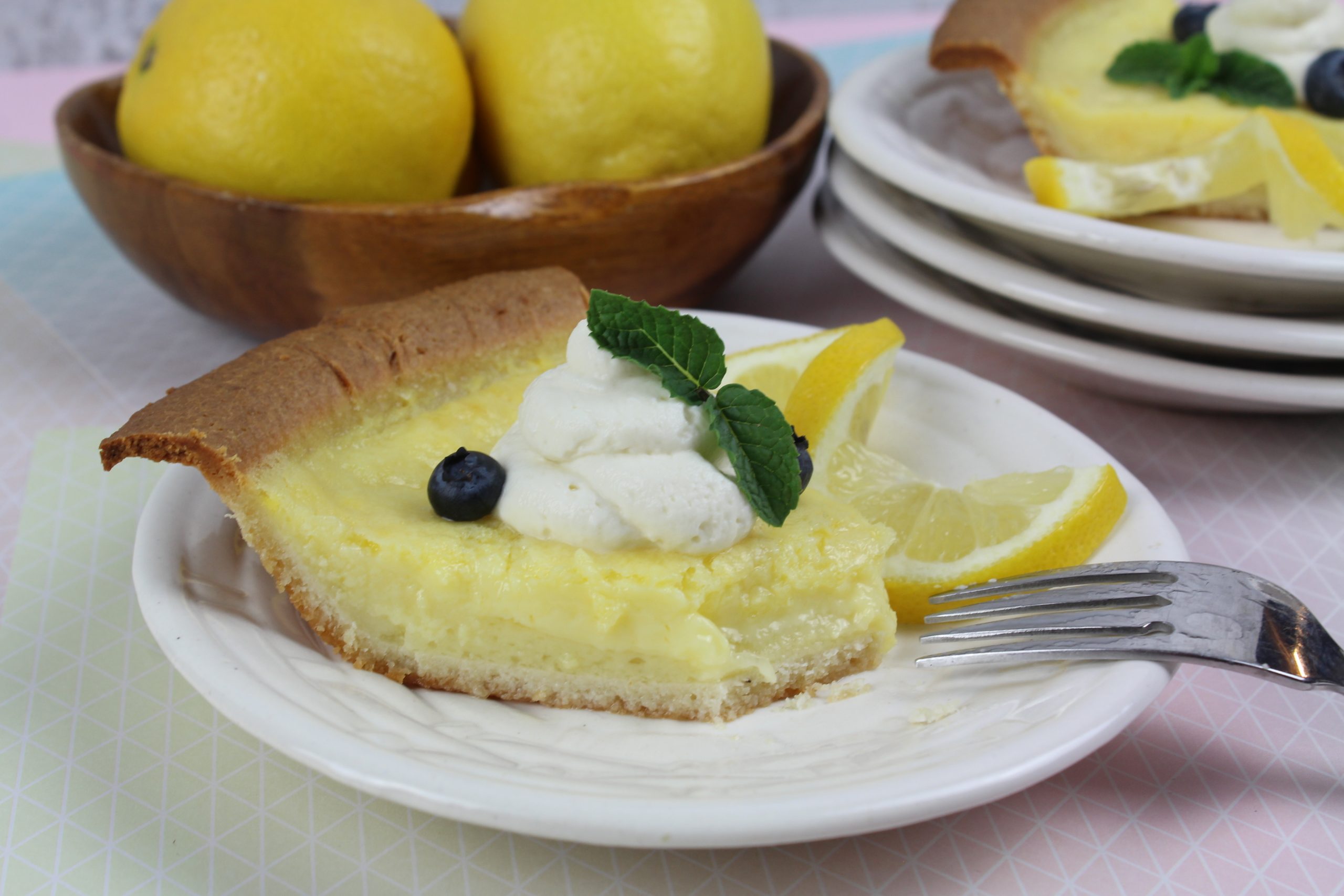 slice of lemon pie on a plate