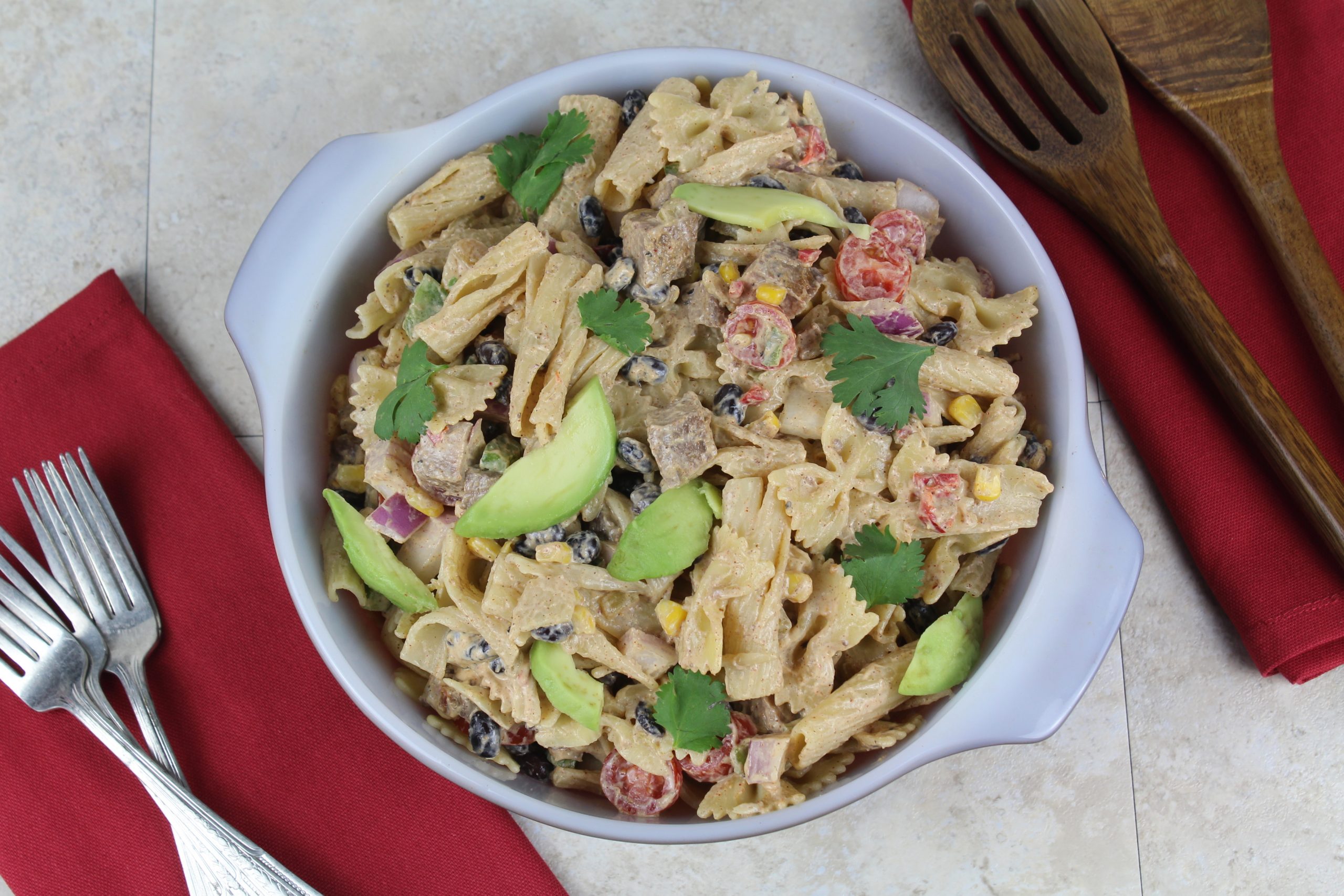 bowl of pasta salad