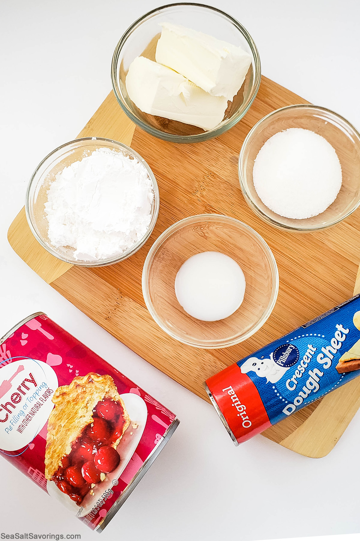 simple ingredients to make cherry cheese danishes with frosting