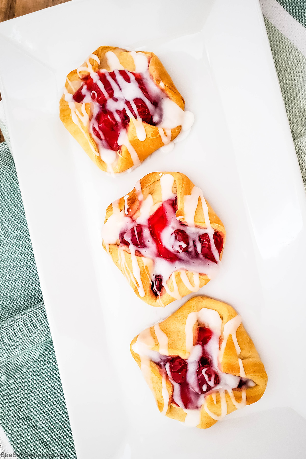 serving platter of cherry cheese danishes