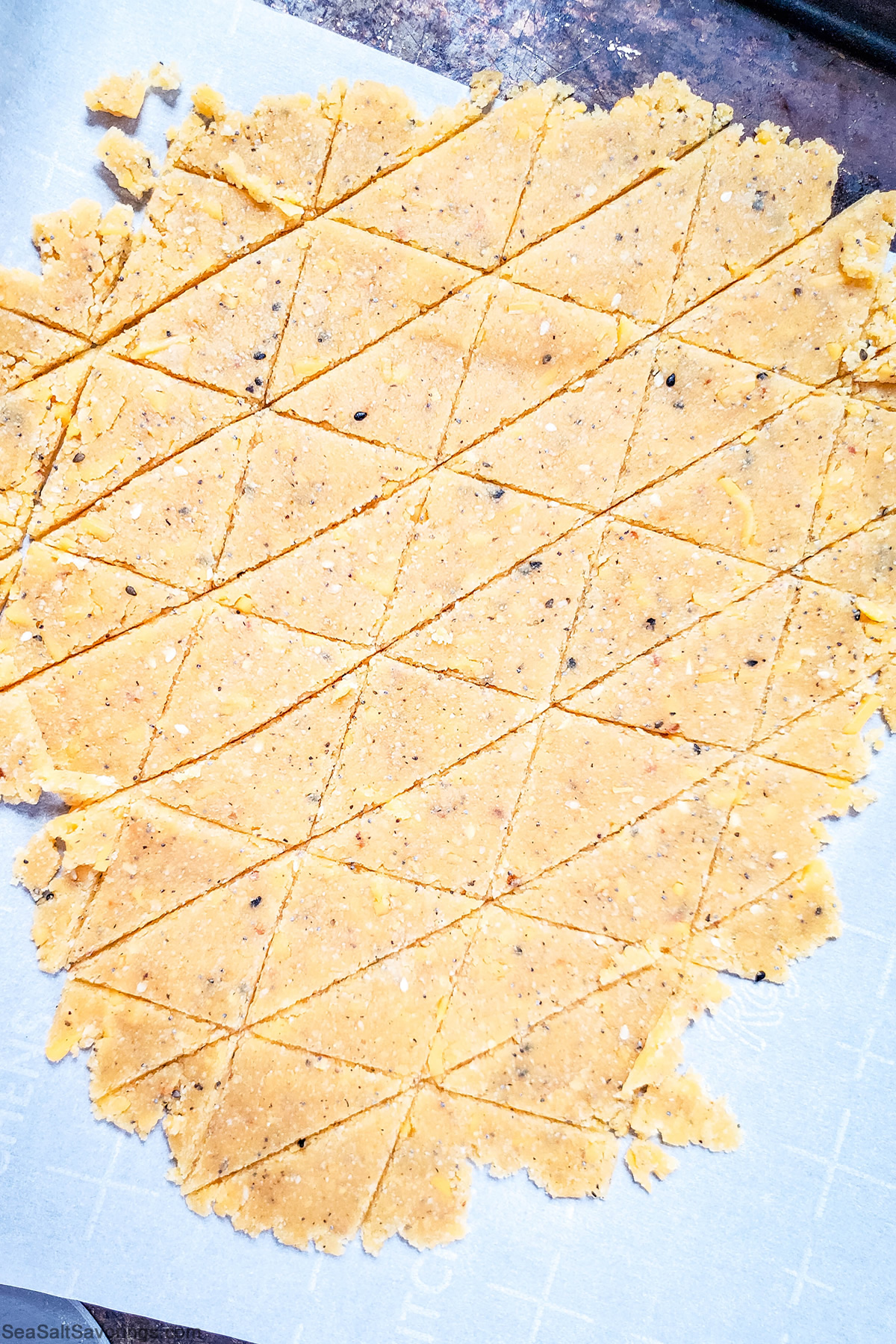 cut the flat dough into triangle pieces