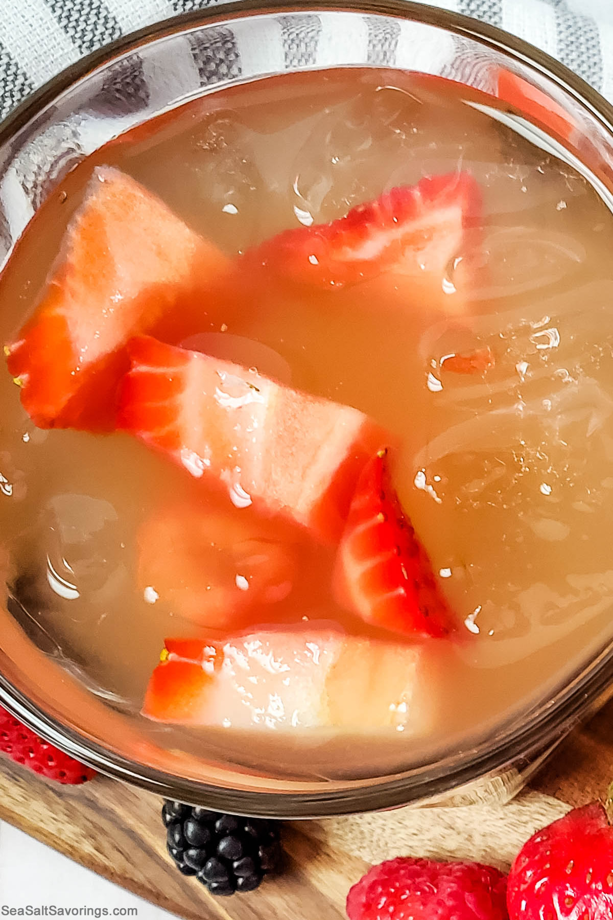 close up view of top of berry sangria