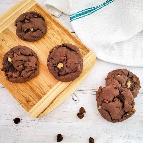 Double Chocolate Walnut Cake Mix Cookies