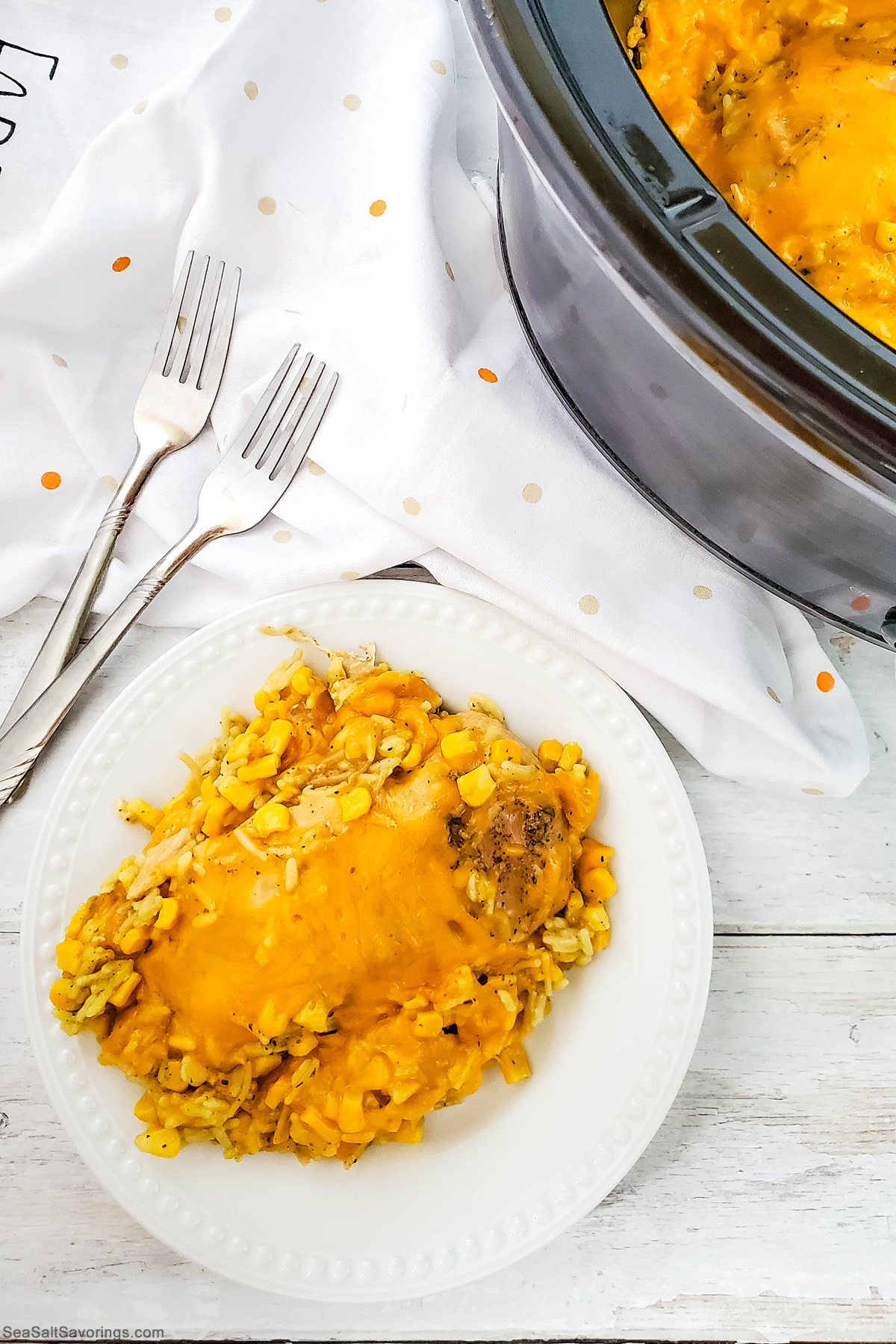 plate of cheesy chicken and rice