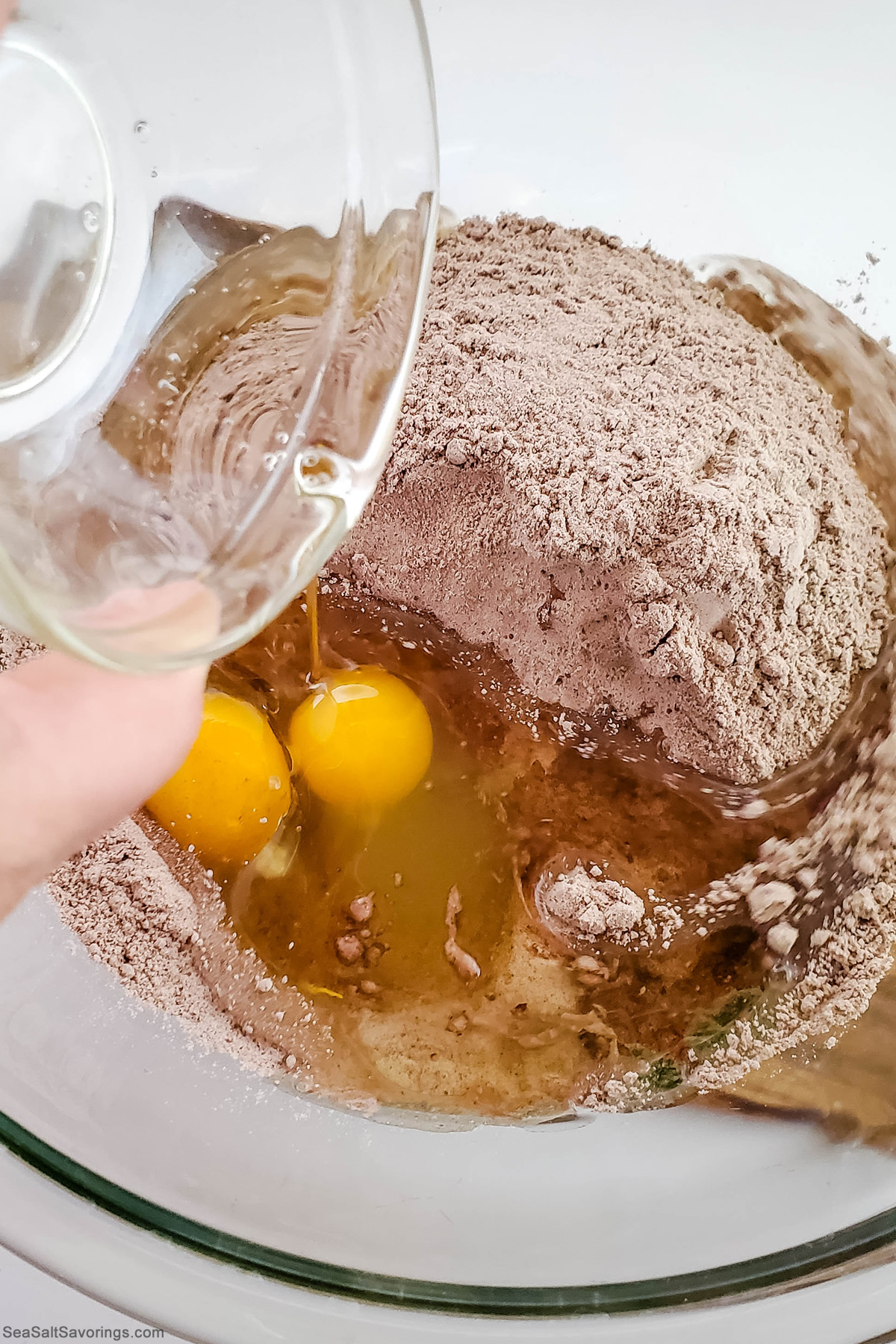 combining wet ingredients in bowl