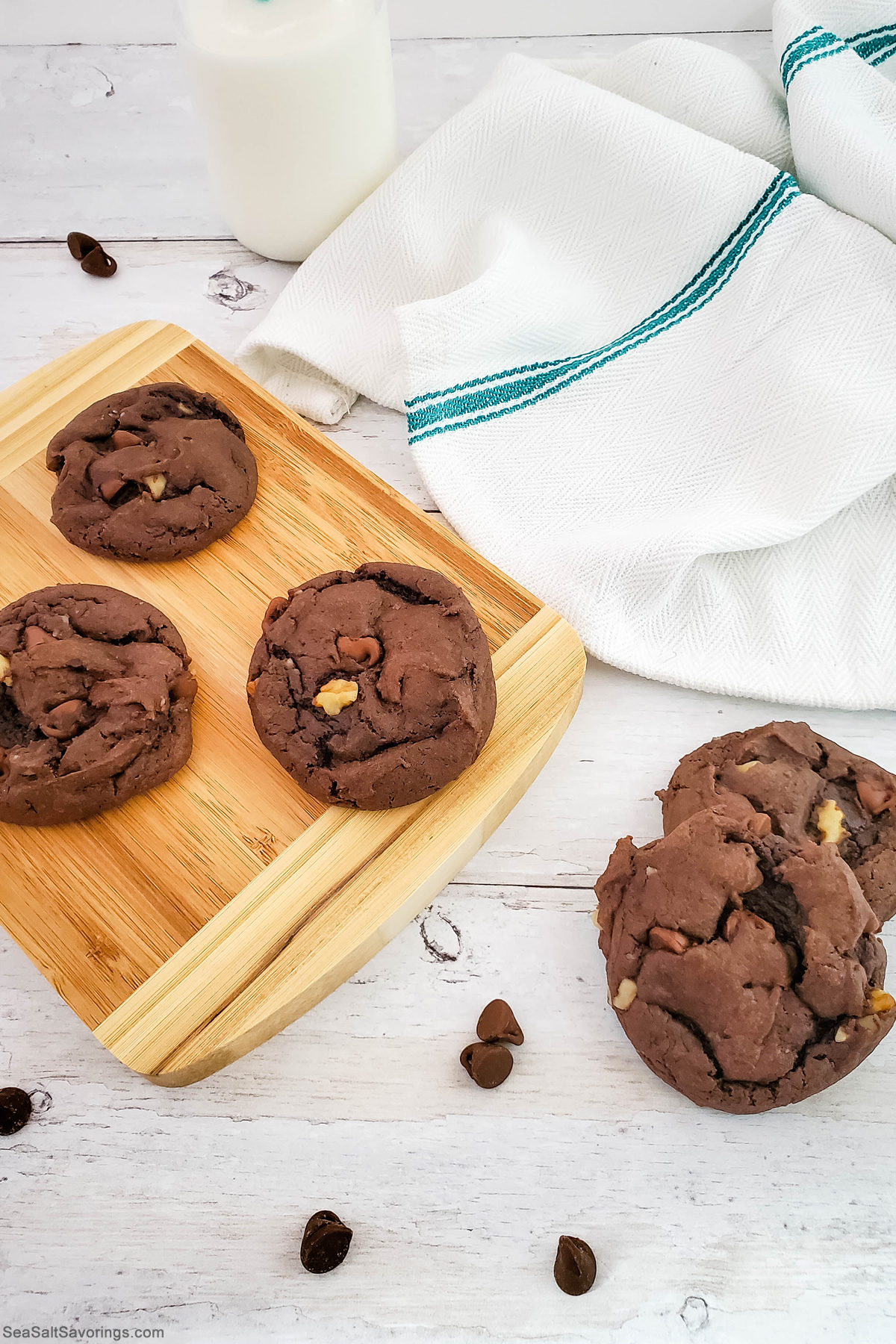 Double Chocolate Walnut Cake Mix Cookies