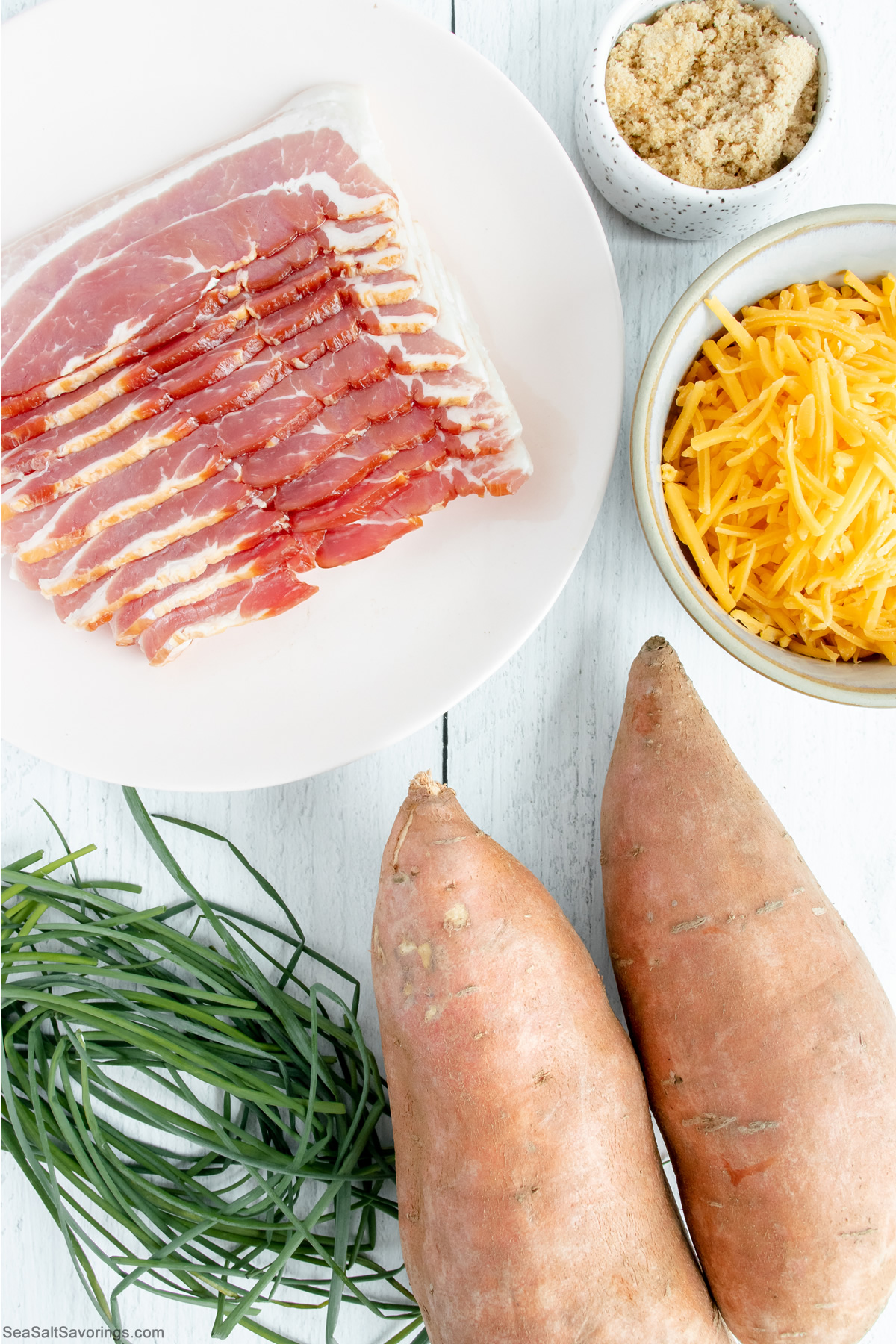 raw ingredients to make loaded sweet potato skins