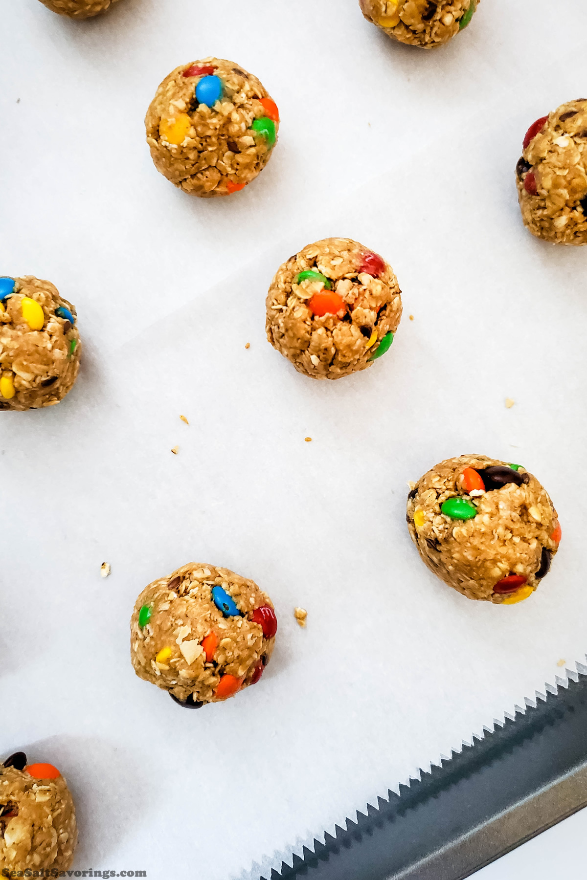 placing balls on a cookie sheet