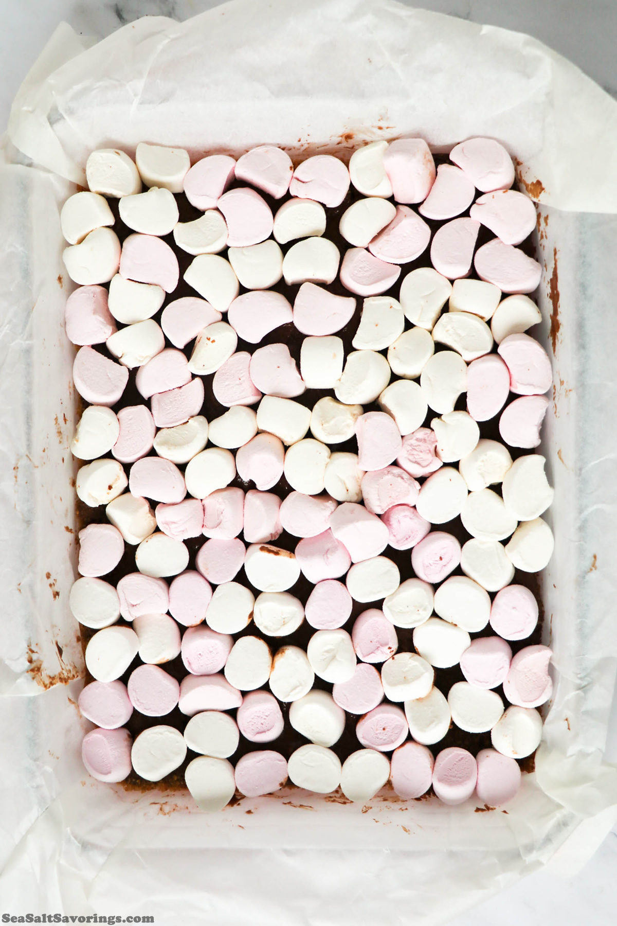 marshmallows placed on top