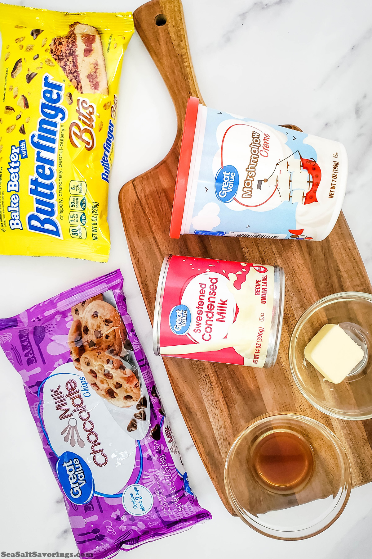 simple ingredients for butterfinger fudge bars