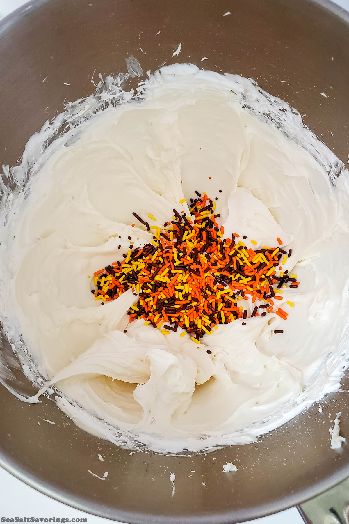 all ingredients in mixing bowl plus sprinkles