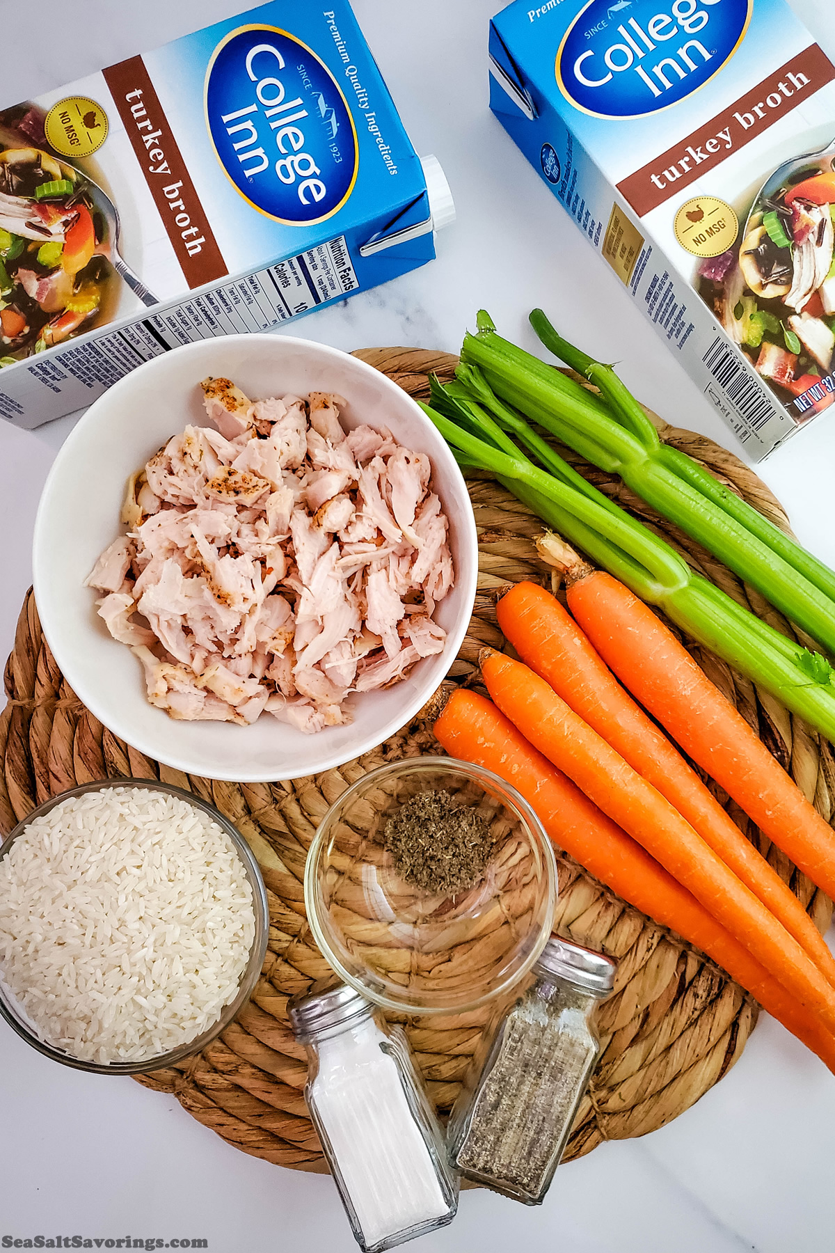 ingredients on a table for turkey soup