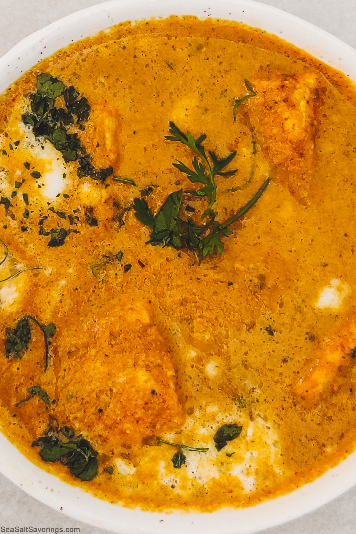 close up view of tikka masala to showcase textures