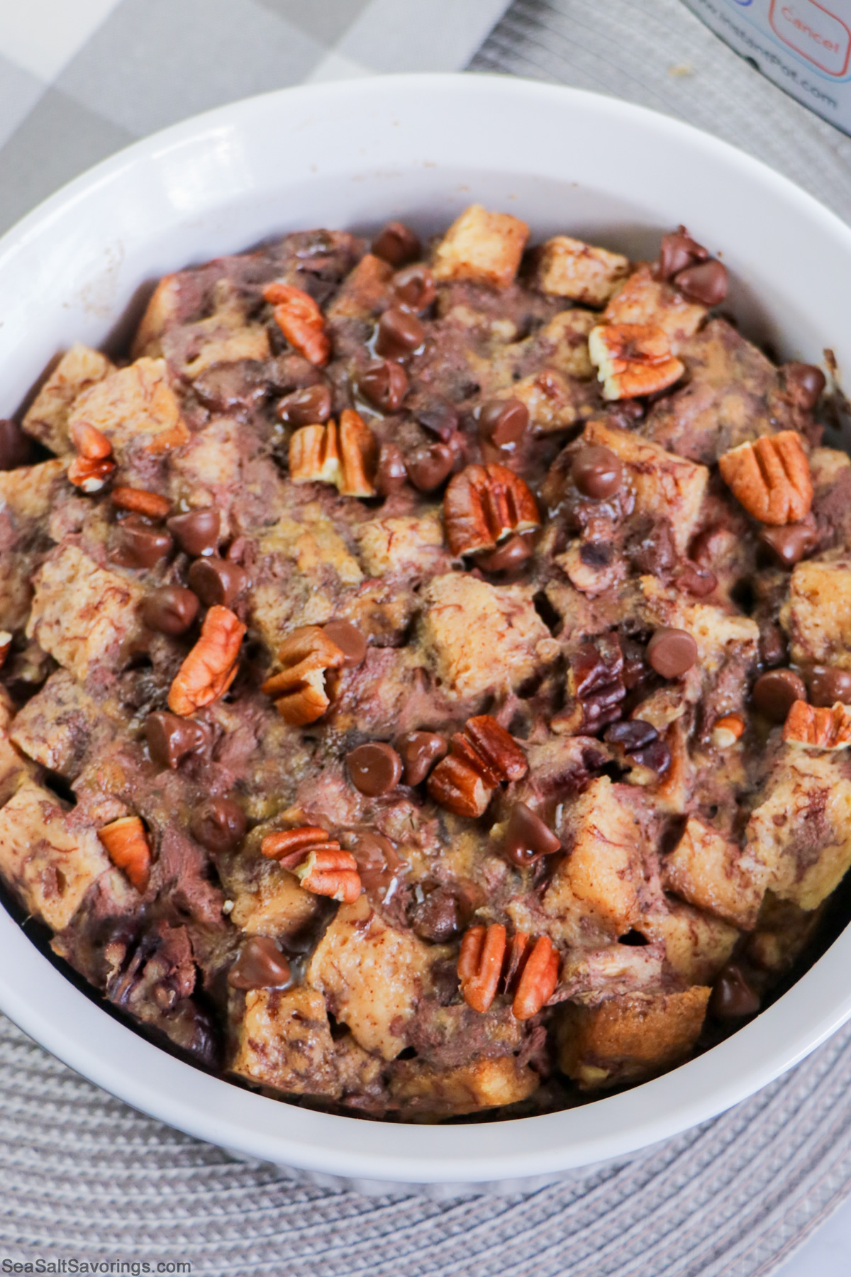 Instant Pot Chocolate Chip Banana Bread Pudding