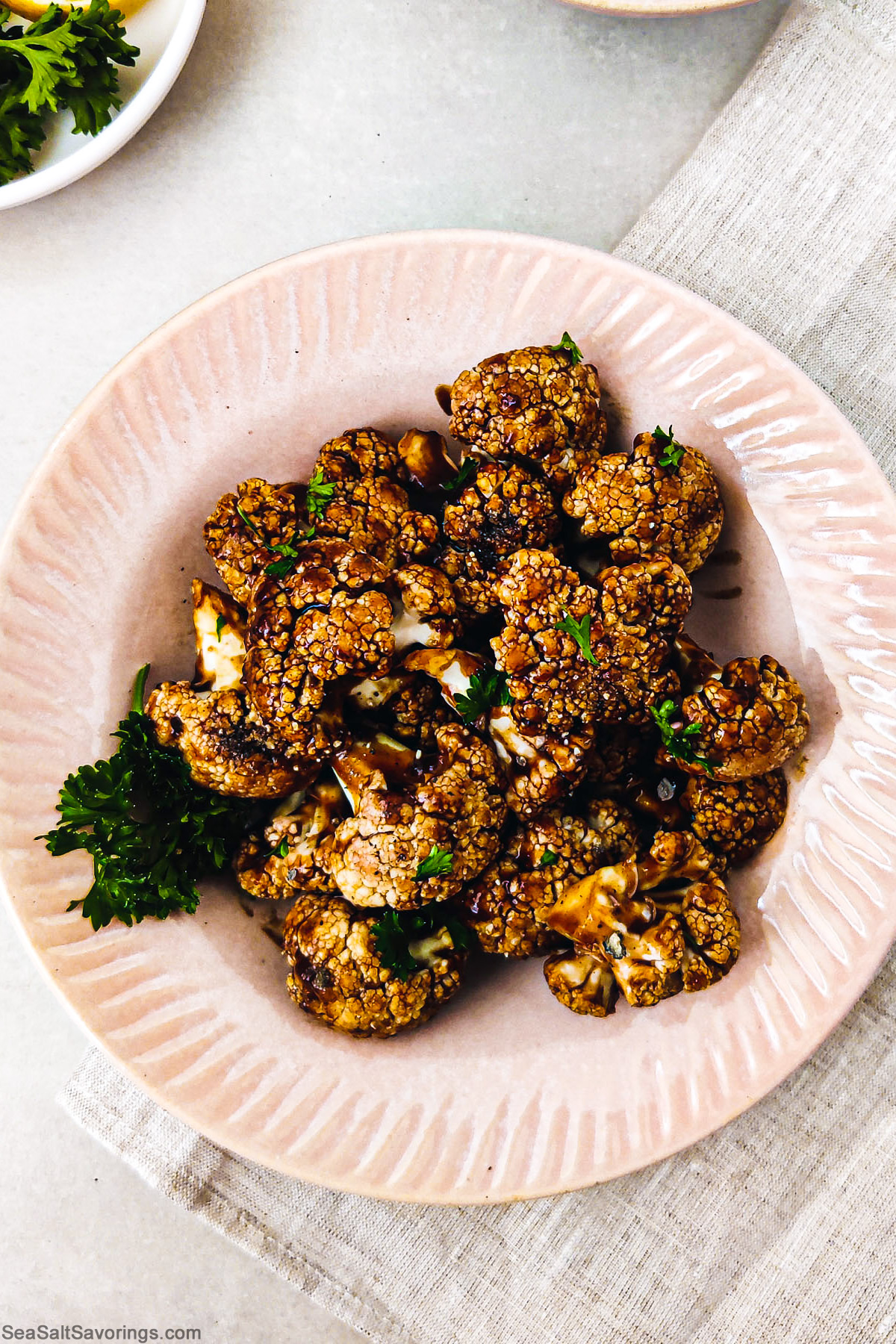 plate of barbeque cauliflower