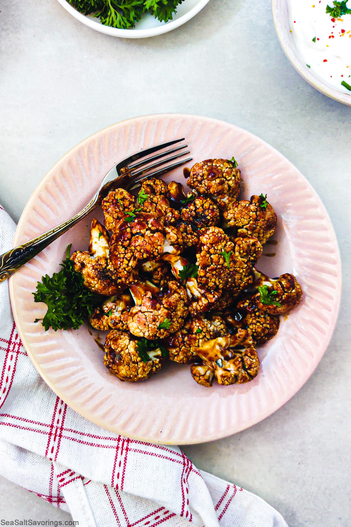 plate of barbecue cauliflower