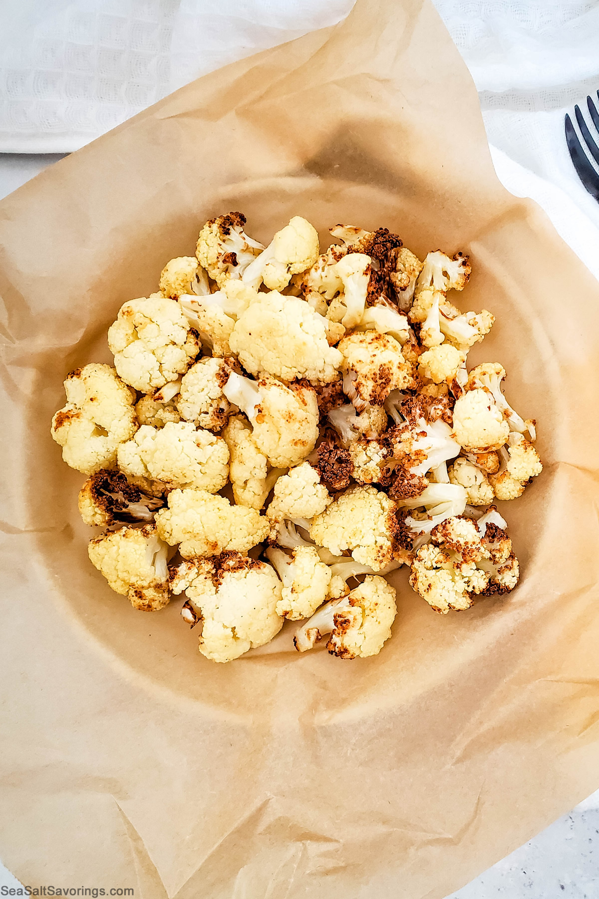 bowl of air fried cauliflower