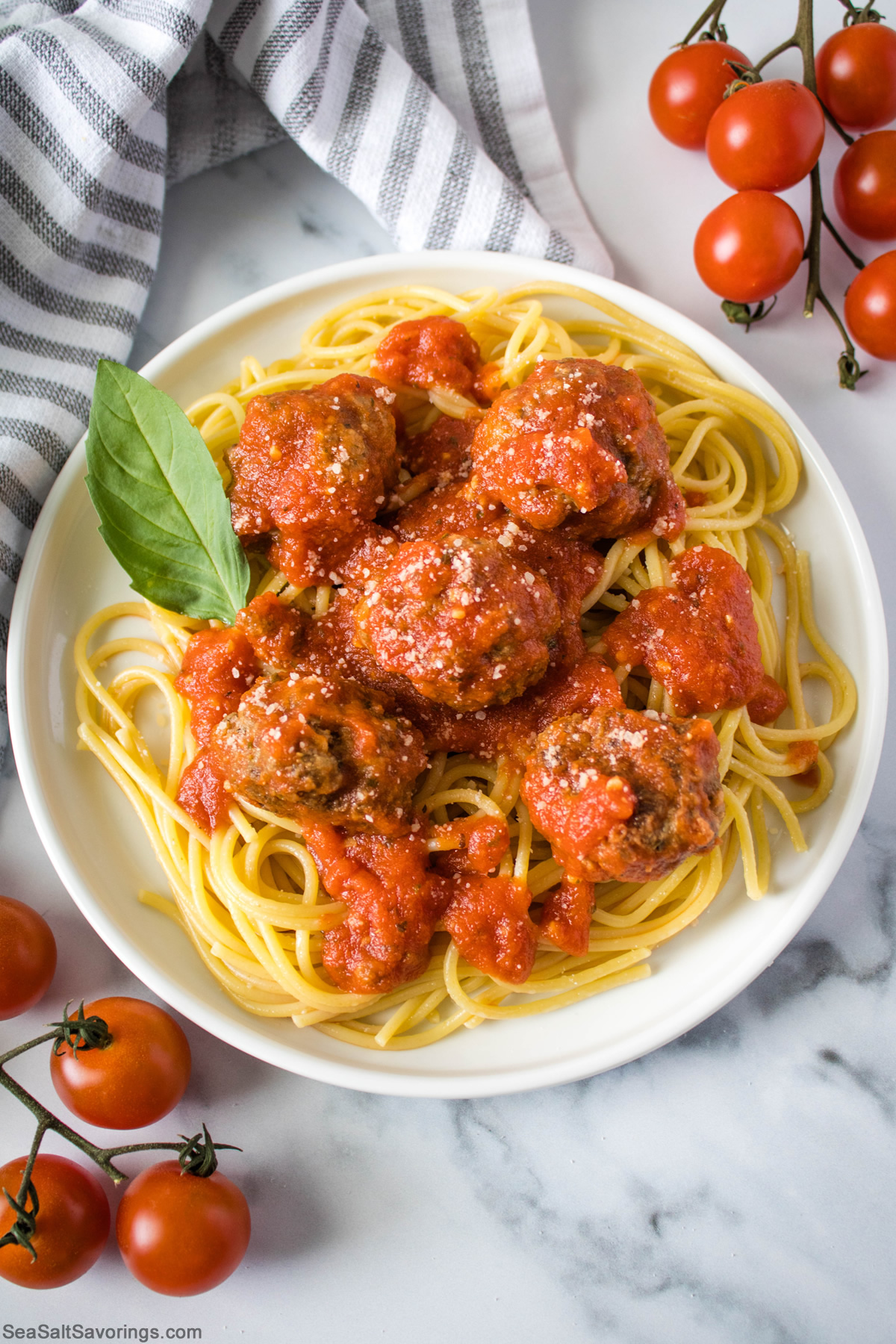 Pesto Meatballs and Spaghetti