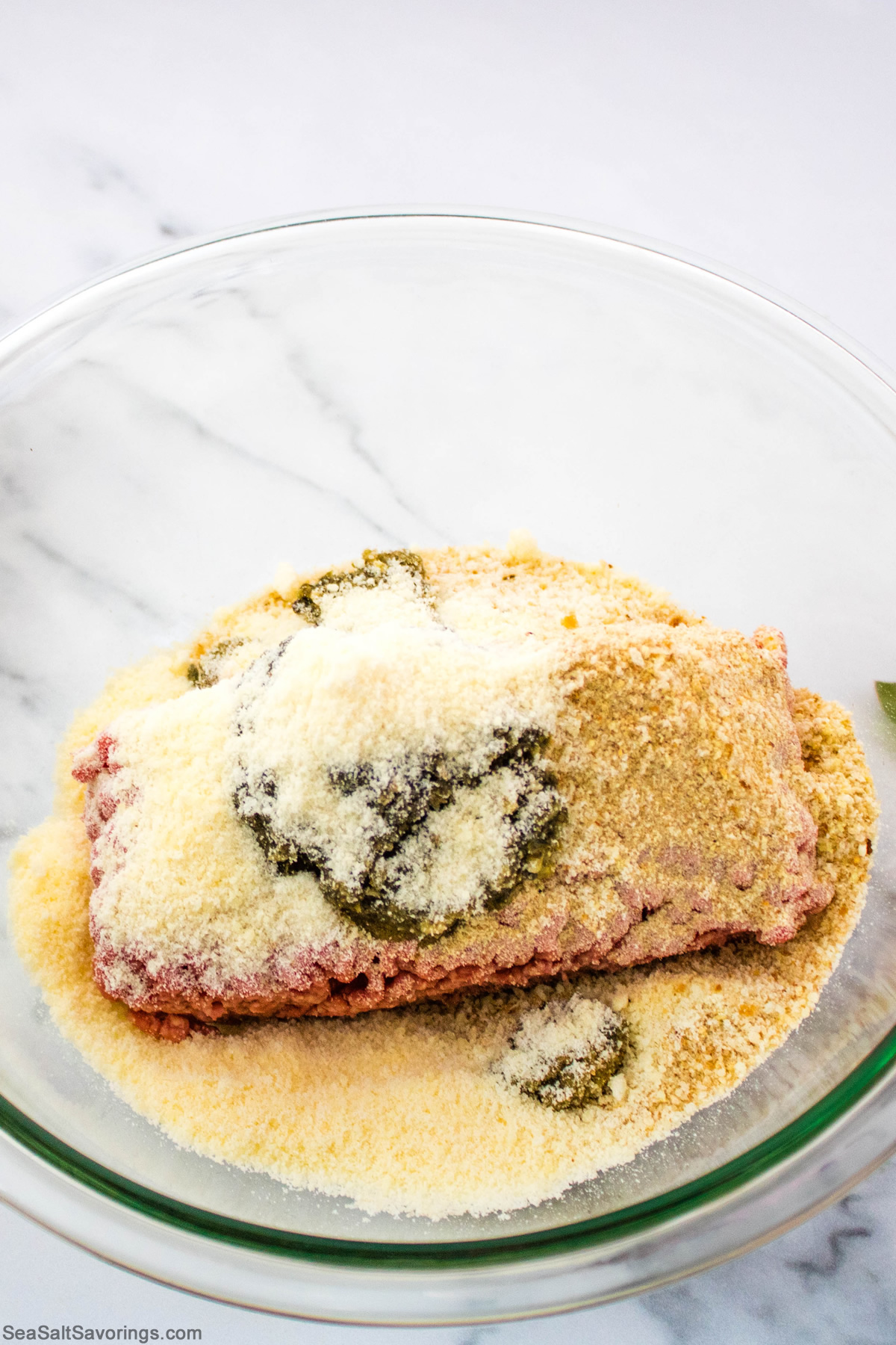 meatball ingredients placed in a bowl