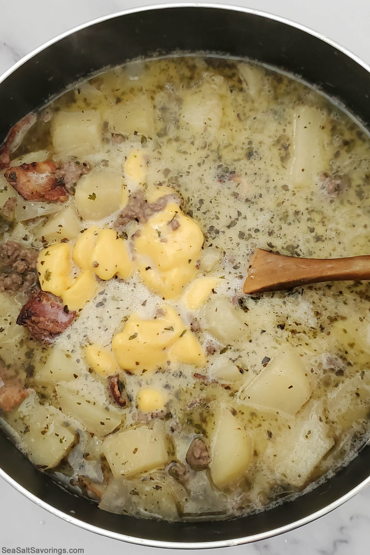 pot with all ingredients mixing