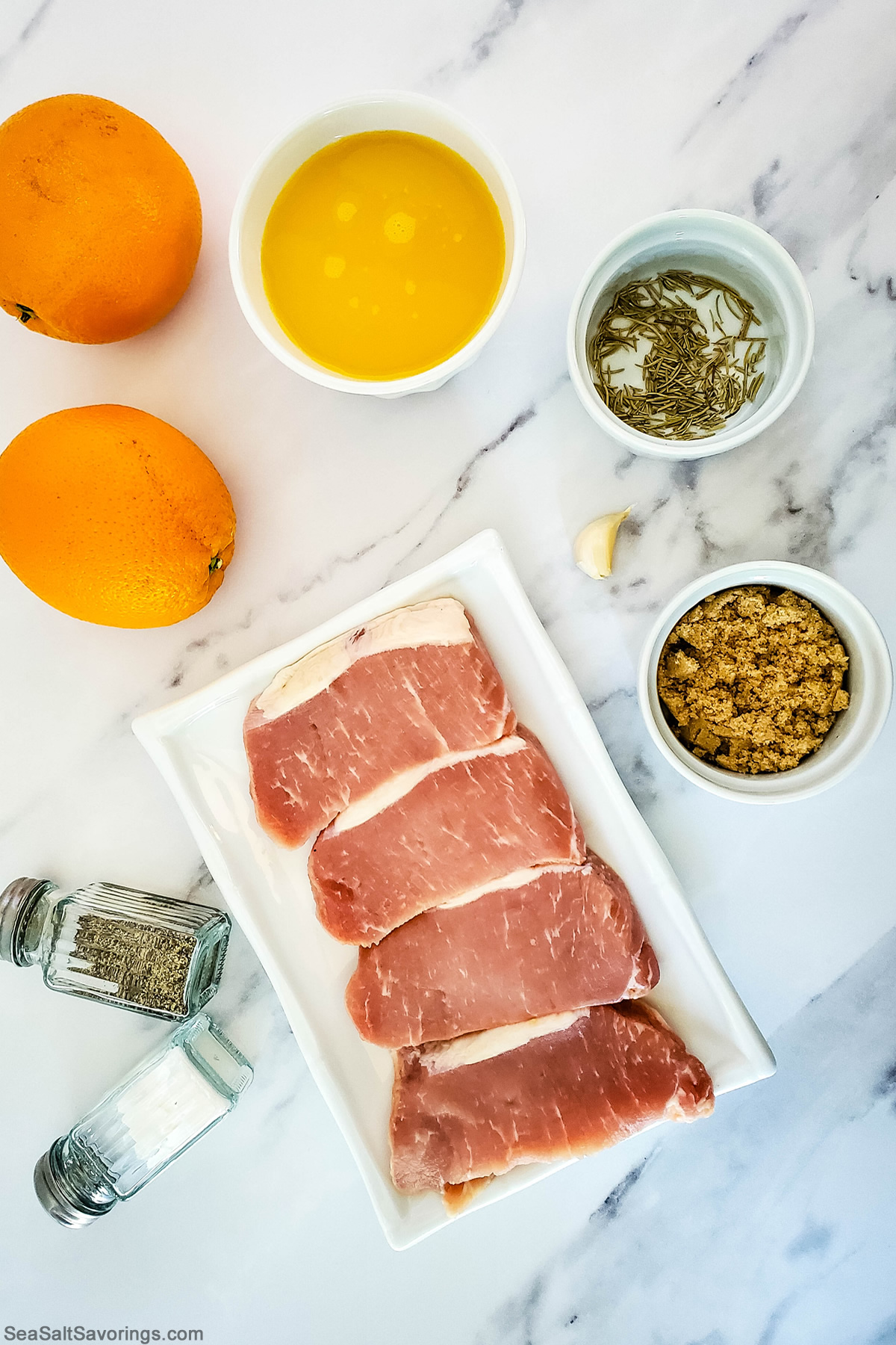 ingredients for orange rosemary pork chops