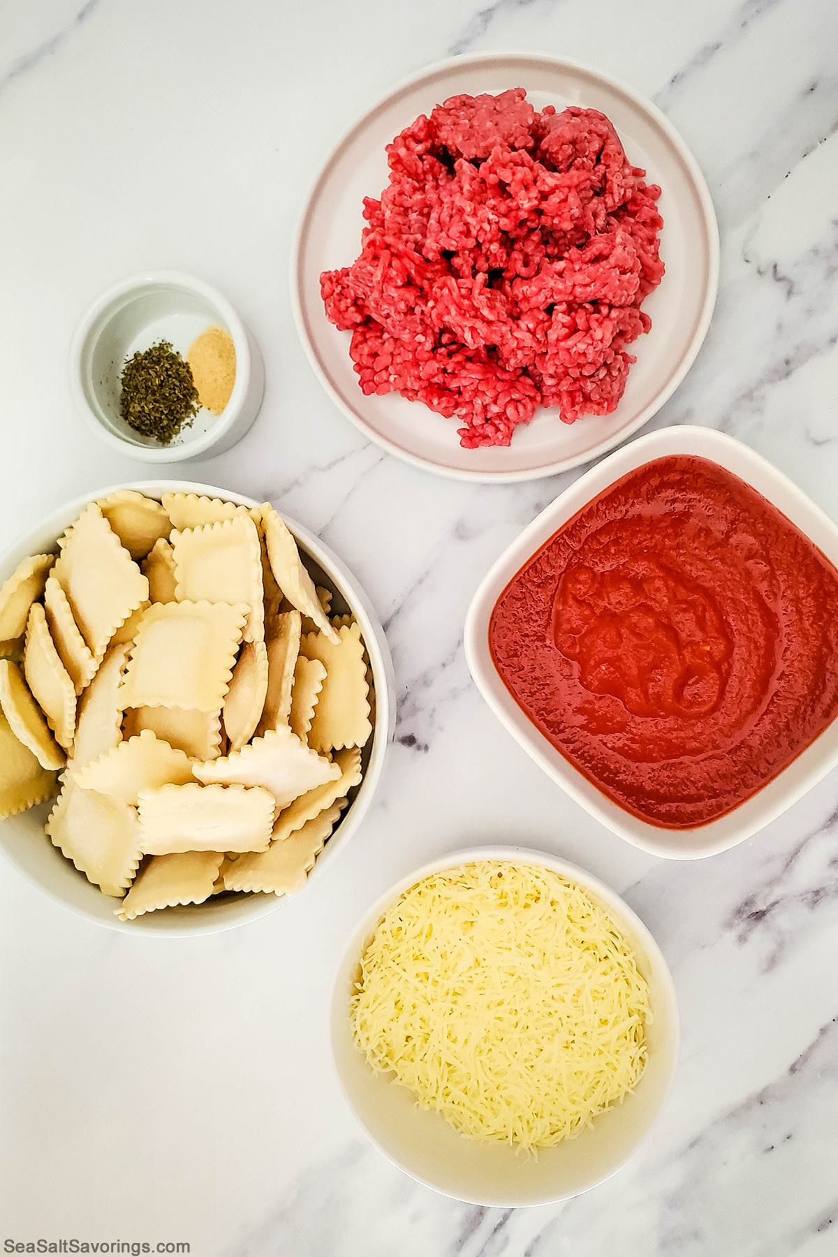 ravioli lasagna ingredients on a table