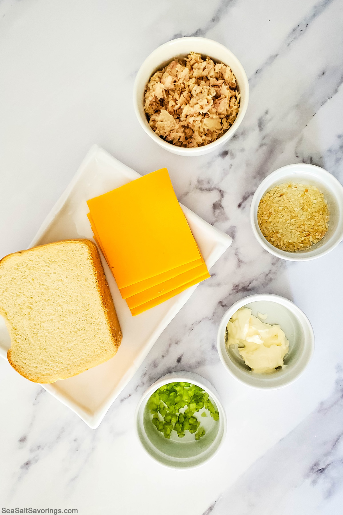 ingredients on a table to make tuna melts