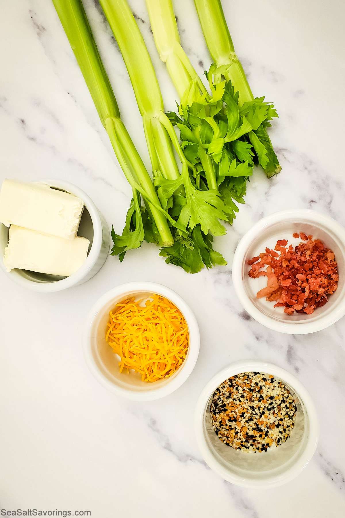 ingredients for bacon and cheese stuffed celery