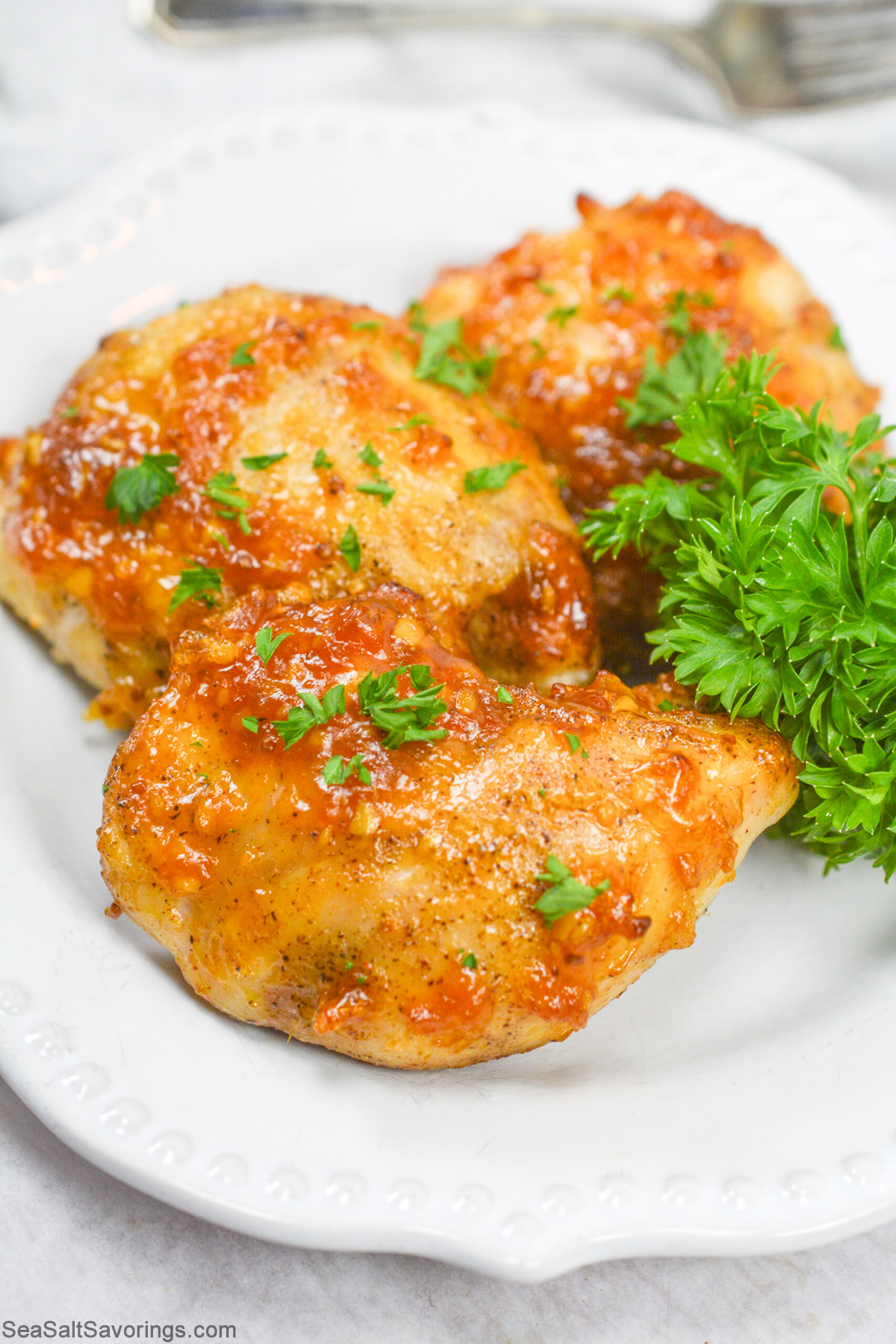 Keto Air Fryer Apricot Glazed Chicken Thighs