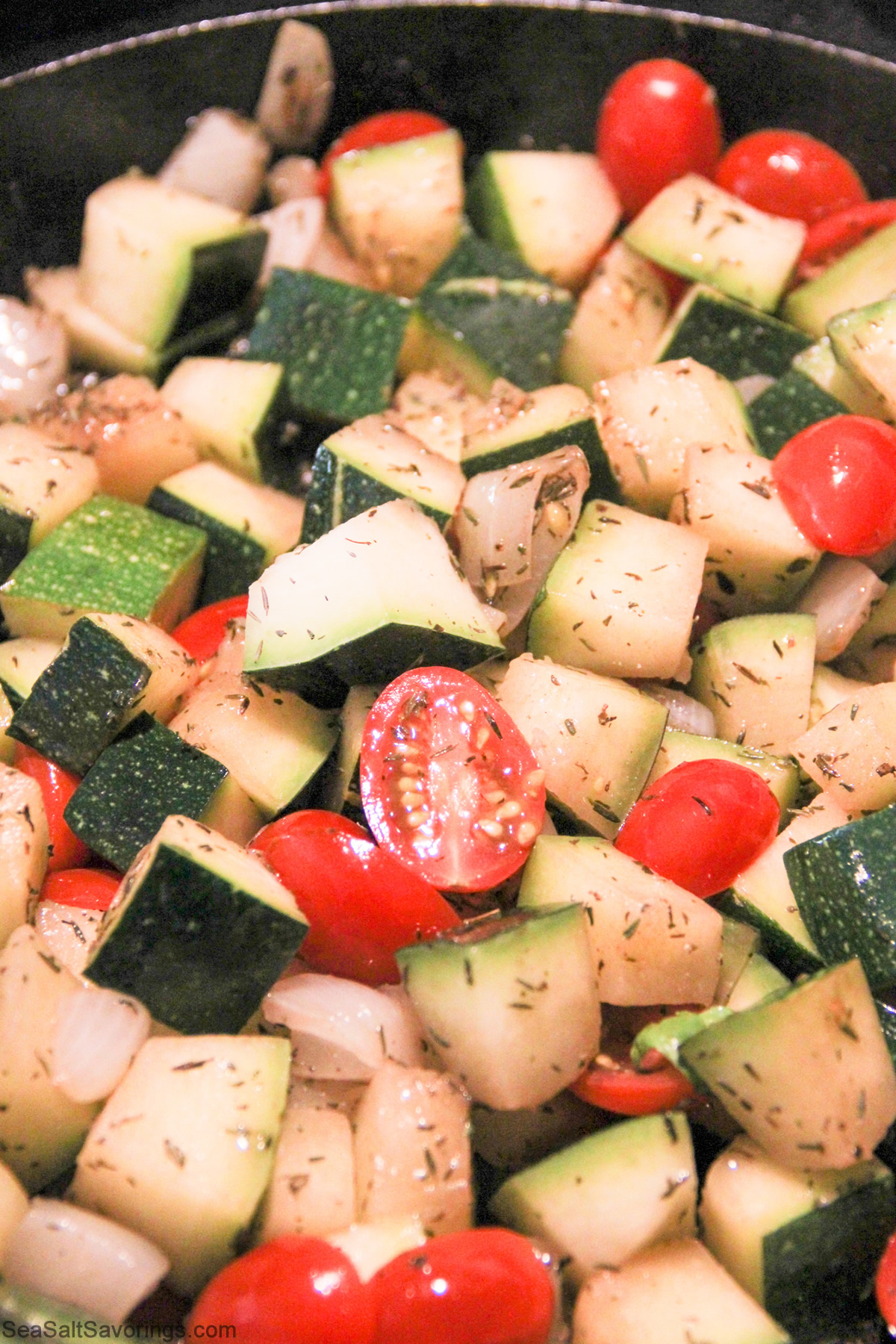 all veg ingredients frying in pan