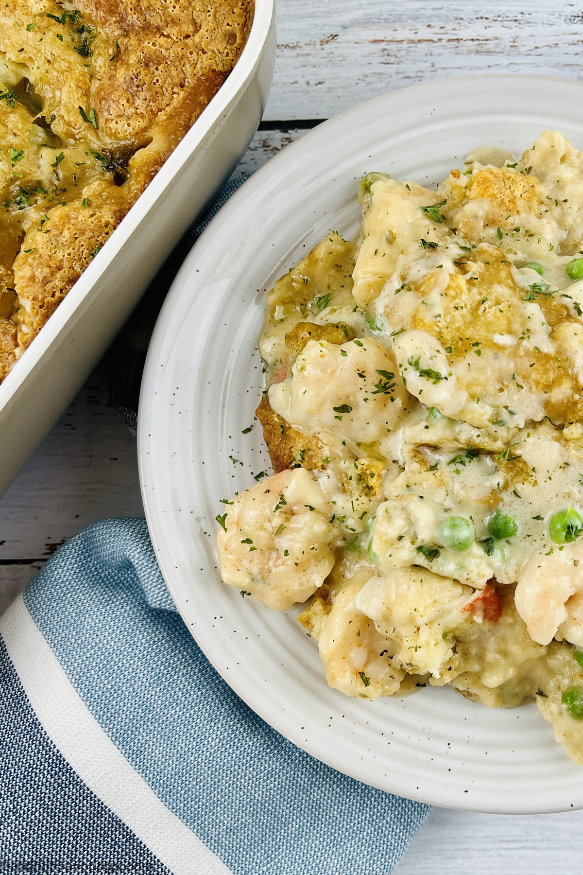 plate of cheddar bay biscuit casserole