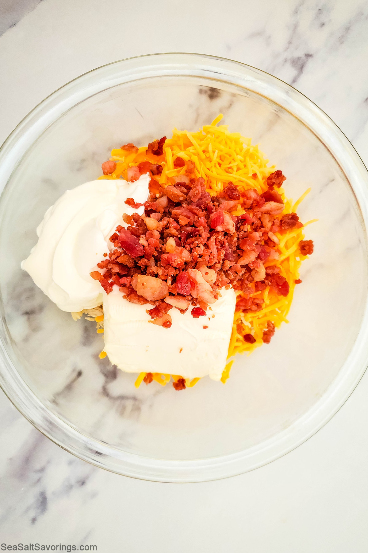 filling ingredients in a bowl ready to mix